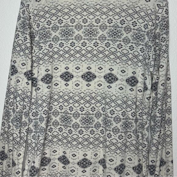Aventura Organic Cotton Printed Light Airy Blouse Women's large Cream Gray - Picture 13 of 16